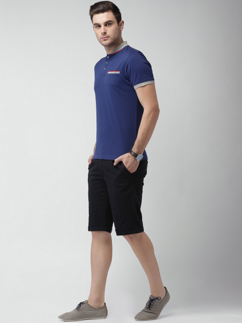 

INVICTUS Men Navy Solid Polo Collar Slim T-shirt, Navy blue