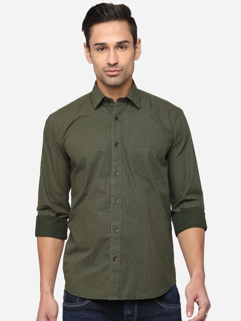

JADE BLUE Men Green & Beige Classic Slim Fit Printed Pure Cotton Casual Shirt