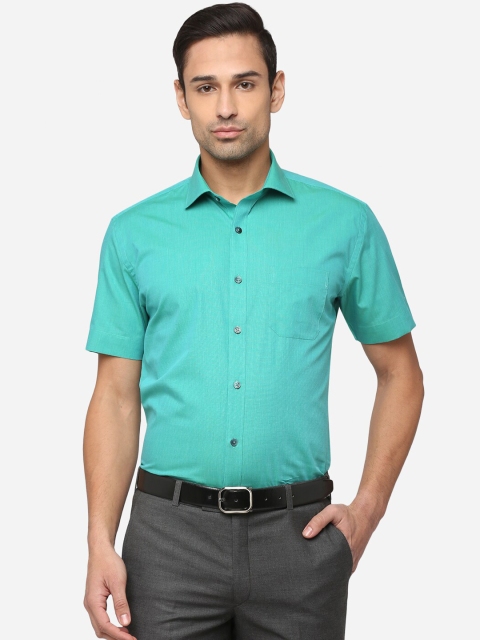 

JADE BLUE Men Turquoise Blue Classic Pure Cotton Formal Shirt
