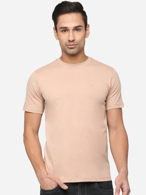 

JADE BLUE Men Peach-Coloured Slim Fit Pure Cotton T-shirt