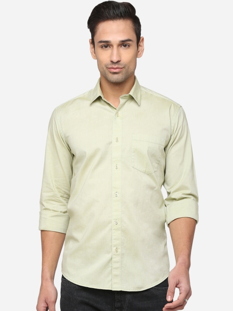 

JADE BLUE Men Green Classic Slim Fit Pure Cotton Casual Shirt