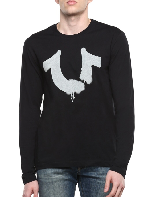 

True Religion Men Black Printed Cotton Sweatshirt