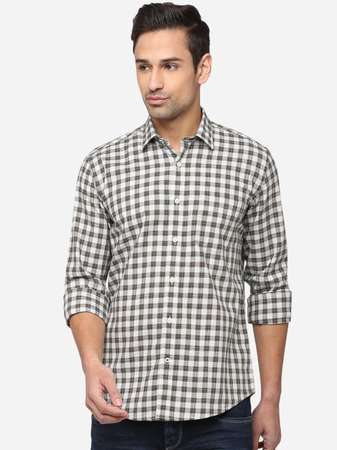 

Greenfibre Men Grey Cotton Slim Fit Checked Casual Shirt