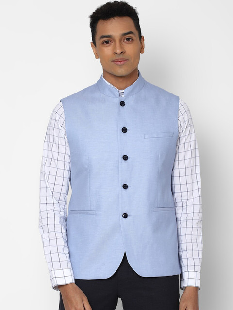 

Allen Solly Men Blue Solid Woven Nehru Jacket