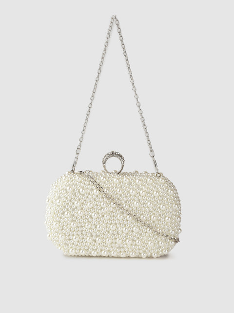 

Carlton London White Embellished Purse Clutch