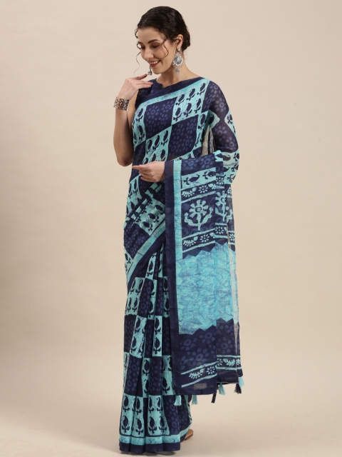 

KALINI Navy Blue Ethnic Motifs Print Saree