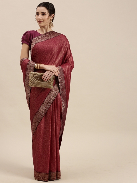 

KALINI Maroon & Golden Ethnic Motifs Print Saree