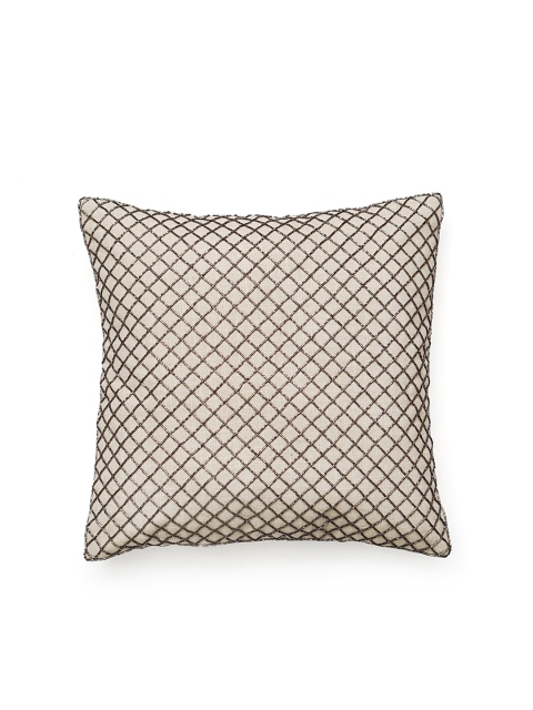 

Diwaah Off White & Gunmetal-Toned Embellished Square Cushion Covers