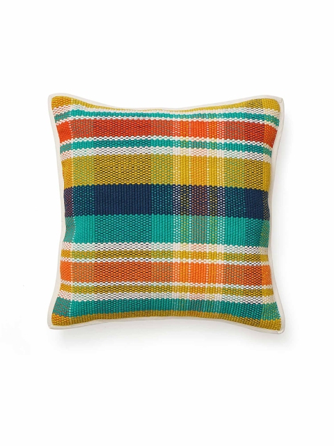 

Diwaah Green & Orange Checked Square Cushion Covers