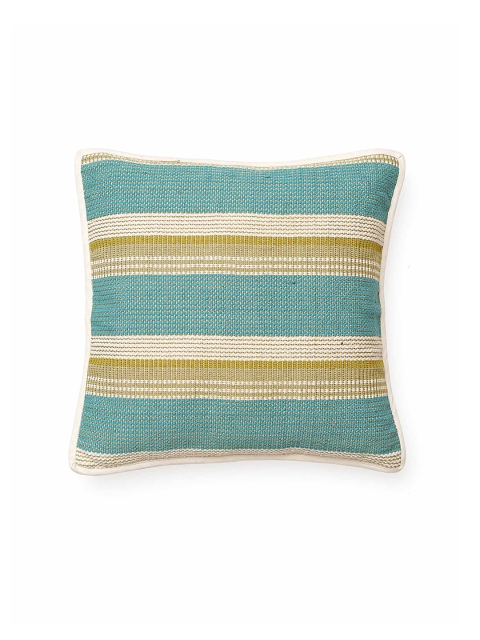 

Diwaah Blue & Beige Striped Pure Cotton Square Cushion Cover