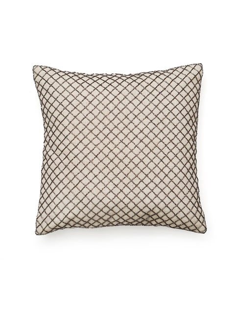 

Diwaah Off White & Gunmetal-Toned Embellished Square Cushion Covers