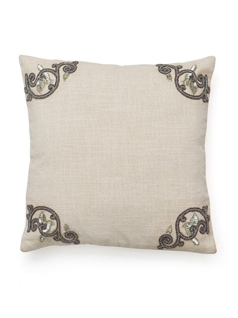 

Diwaah Off White & Gold-Toned Embellished Pure Cotton Square Cushion Covers