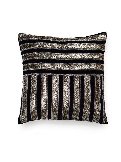 

Diwaah Black & Gold-Toned Embellished Square Cushion Covers