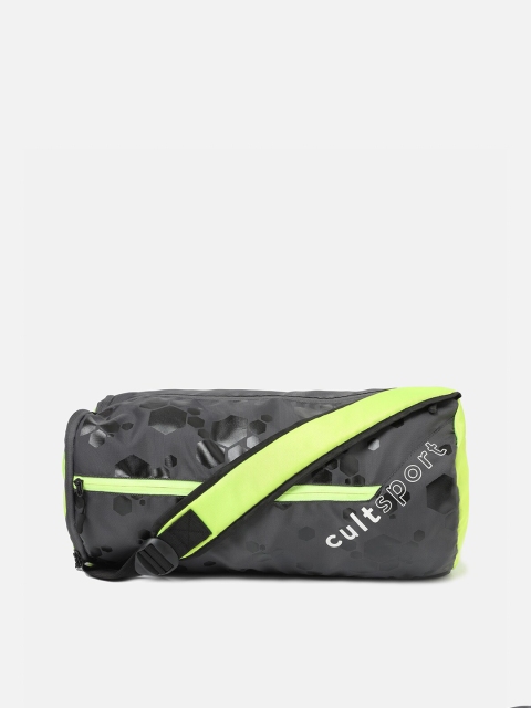 

Cultsport Grey & Florescent-Green Colourblocked Duffel Bag With Shoe Compartment