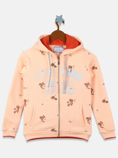 

Monte Carlo Girls Peach Printed Hooded Sweatshirt