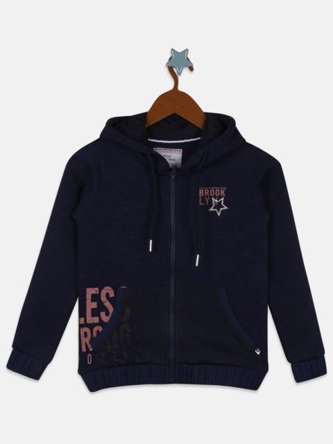 

Monte Carlo Girls Navy Blue Printed Hooded Sweatshirt