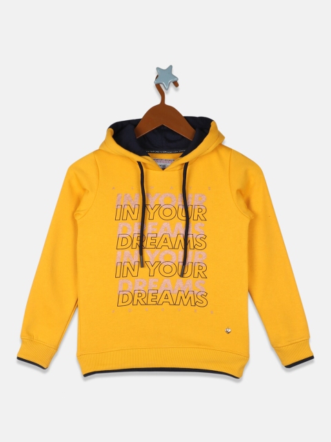 

Monte Carlo Girls Yellow Printed Hooded Sweatshirt