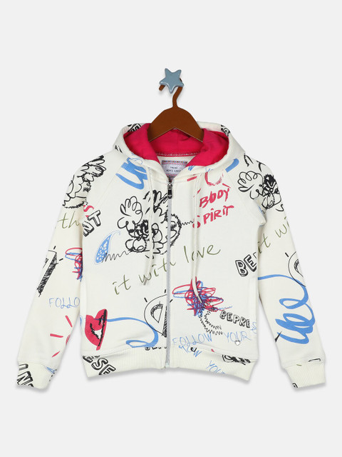 

Monte Carlo Girls White Printed Hooded Sweatshirt