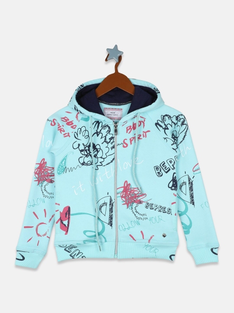 

Monte Carlo Girls Blue Printed Hooded Sweatshirt