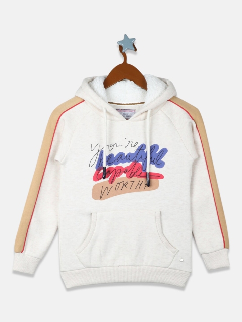 

Monte Carlo Girls White Printed Hooded Sweatshirt
