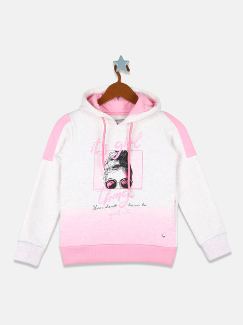 

Monte Carlo Girls Pink & White Printed Hooded Sweatshirt