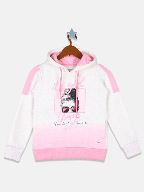 

Monte Carlo Girls Pink & White Printed Hooded Sweatshirt