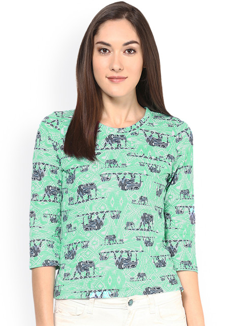 

Magnetic Designs Women Blue Printed Top