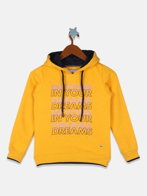 

Monte Carlo Girls Yellow Typography Printed Hooded Sweatshirt