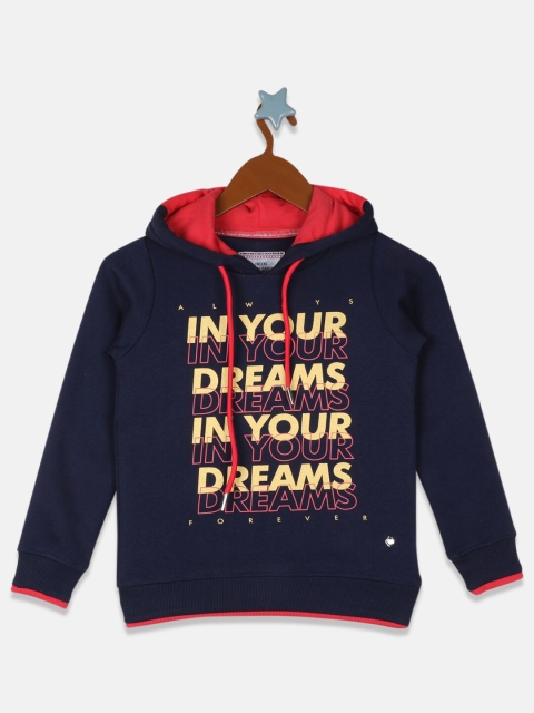 

Monte Carlo Girls Navy Blue Typography Printed Hooded Sweatshirt