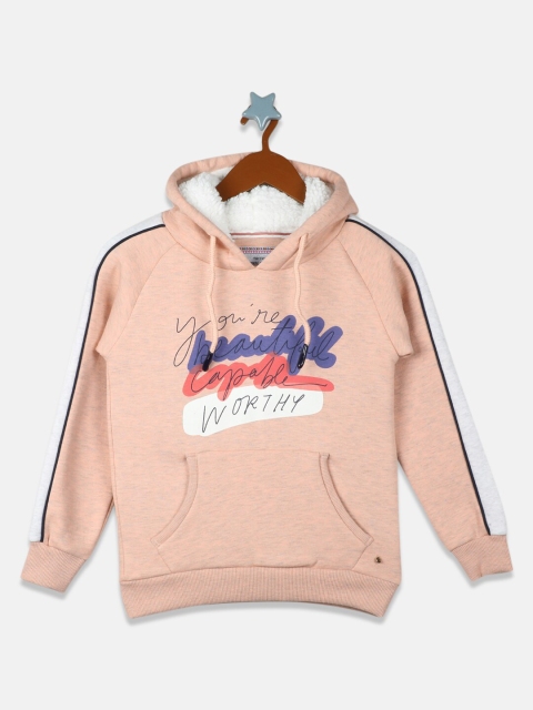 

Monte Carlo Girls Peach Typography Printed Hooded Sweatshirt