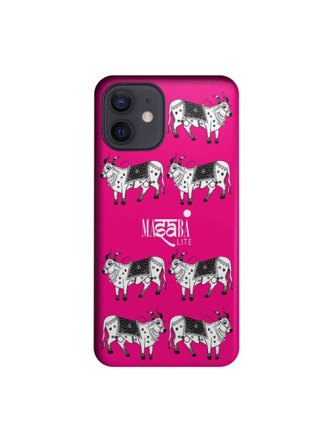 

CelfieDesign Pink & White Masaba Cow Printed iPhone 12 Slim Back Case