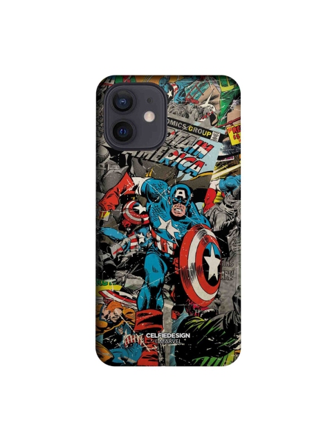 

CelfieDesign Grey & Blue Captain America Printed Plastic iPhone 12 Slim Back Case