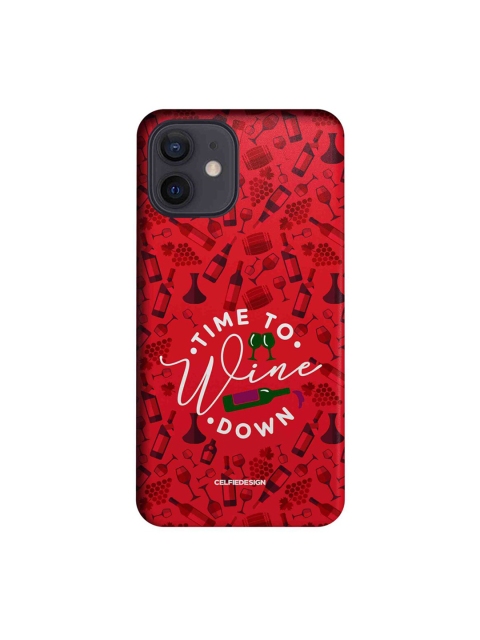 

CelfieDesign Black & Red Printed Time To Wine Down iPhone 12 Slim Back Case