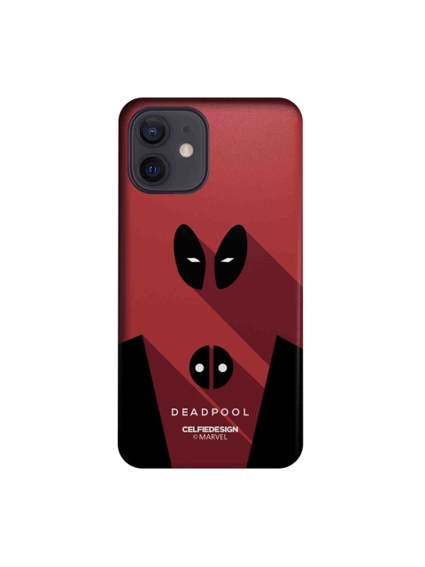 CelfieDesign Black & Red Printed Minimalistic Deadpool iPhone 12 Slim Back Case