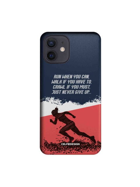 

CelfieDesign Navy Blue & White Running Motivation iPhone 12 Slim Back Case