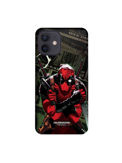 

CelfieDesign Black & Red Deadpool Dollar Printed iPhone 12 Slim Back Case