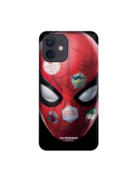 

CelfieDesign Red & Black Spidey Travel Stamps Printed iPhone 12 Slim Back Case