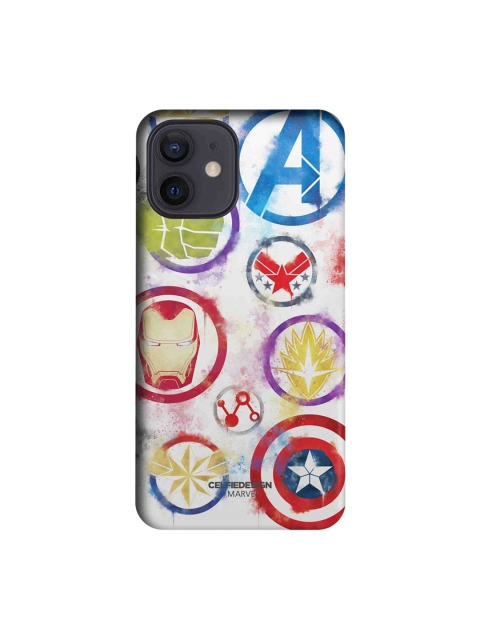 

CelfieDesign White & Blue Avengers Icons Graffiti iPhone 12 Slim Back Case