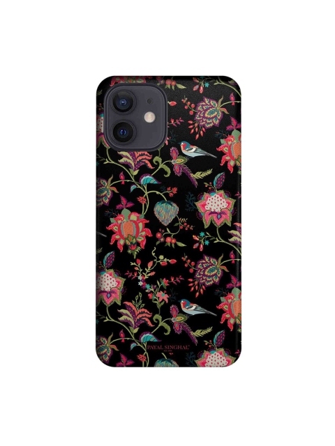 

CelfieDesign Black & Pink Floral Printed iPhone 12 Back Case