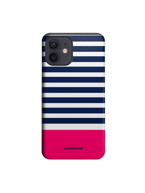 

CelfieDesign Navy Blue & White Simply Stripes iPhone 12 Slim Back Case