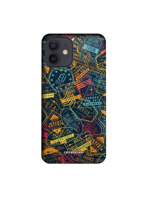 

CelfieDesign Blue & Orange Immigration Stamps iPhone 12 Slim Back Case