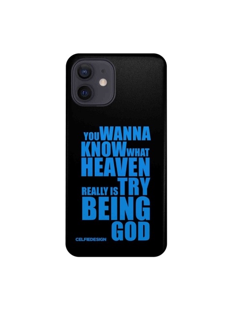 

CelfieDesign Black & Blue Try Being God Black iPhone 12 Slim Back Case