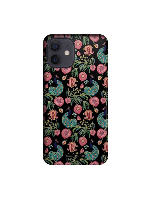 

CelfieDesign Multi-Coloured Payal Singhal Anaar and Mor Black iPhone 12 Back Case