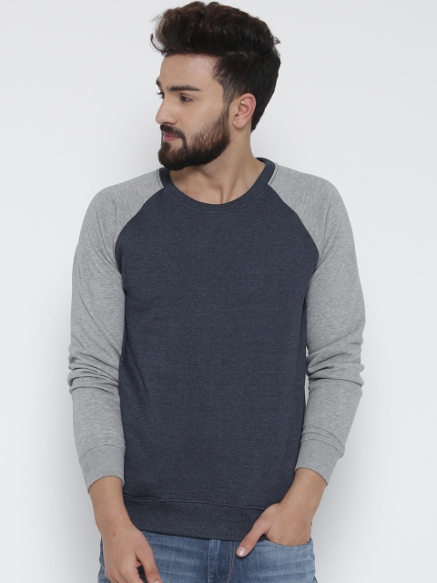 

Fort Collins Navy & Grey Melange Colourblocked Sweatshirt, Navy blue