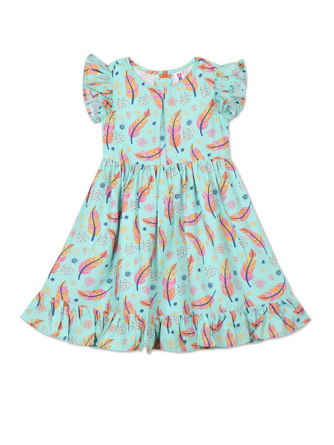 

Donuts Girls Turquoise Blue & Orange Printed Dress