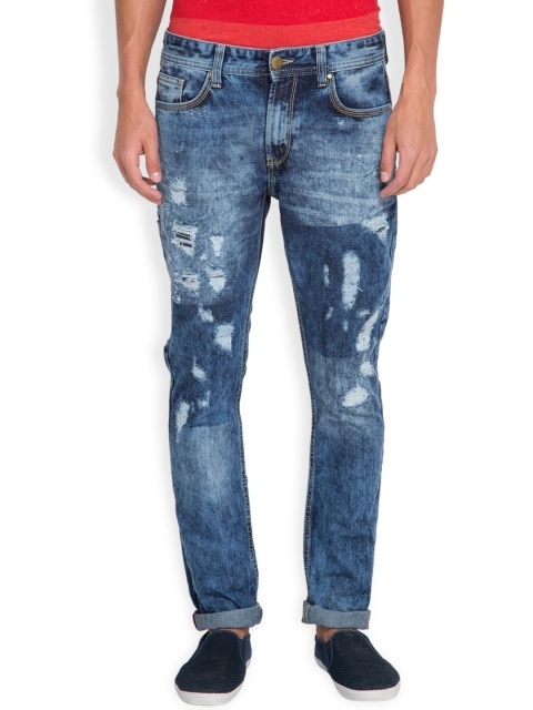 

LOCOMOTIVE Men Blue Straight Fit Mid-Rise Jeans