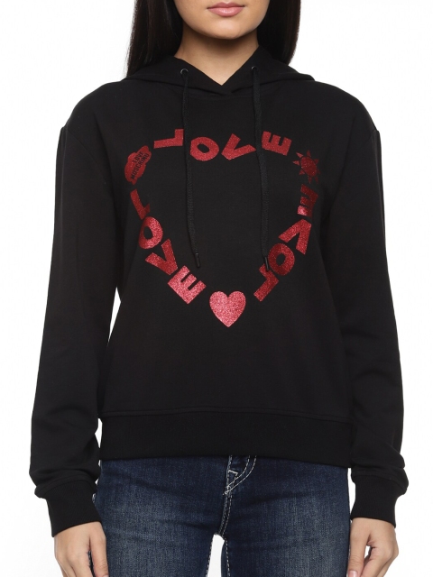 

LOVE MOSCHINO Women Black Printed Cotton Sweatshirt