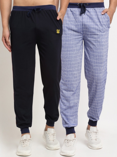 

VIMAL JONNEY Men Pack Of 2 Blue Checked Joggers