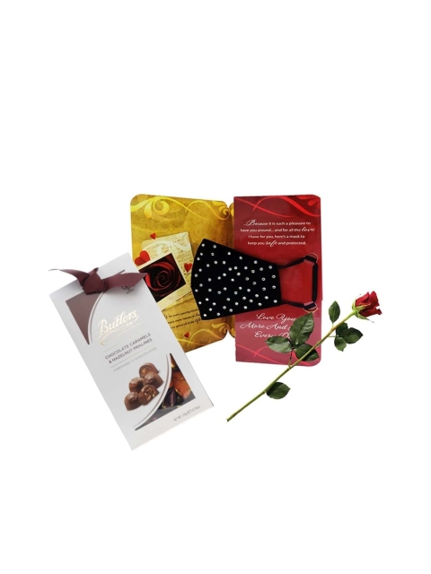 

Archies Valentine Gift Card With Protective Mask & Rose & Butlers Hazelnut Chocolate Box, Multi