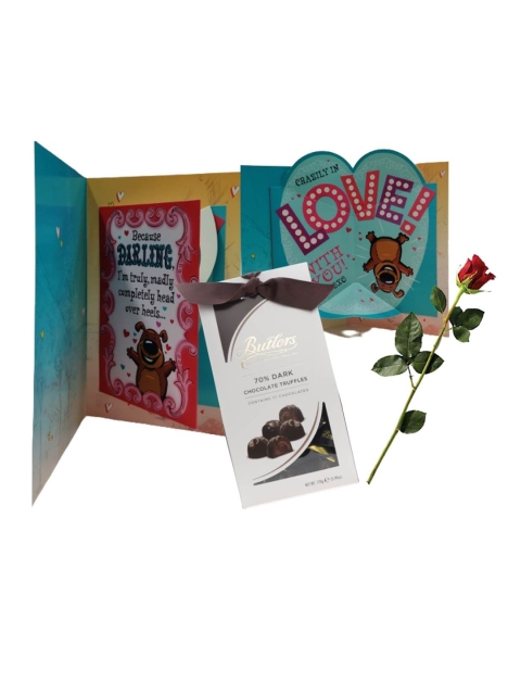 

Archies Multicolored Valentine Gift Card With Dark Truffle Chocolate Box, Multi